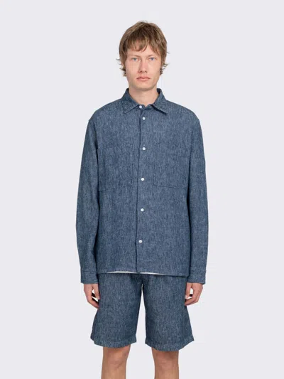 Minimum Titan Relaxed Ls Overshirt In Blue