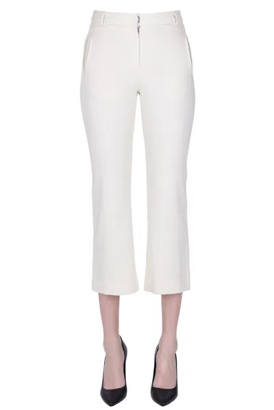 Minina Cropped Cotton Trousers In Cream