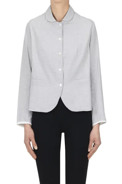 Minina Mini Checked Print Shirt Jacket In Gray