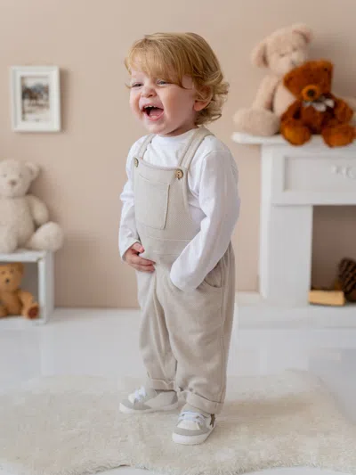 Mininio Baby Dungaree And T-shirt Set In Brown
