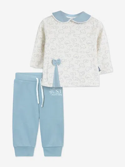 Mininio Baby Girls Blouse And Trouser Set In Blue