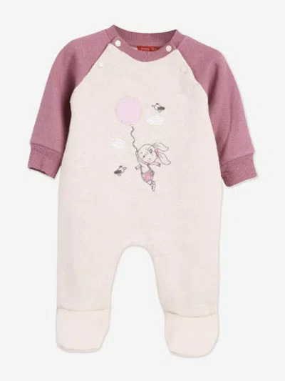 Mininio Baby Girls Embroidered Babygrow In Pink