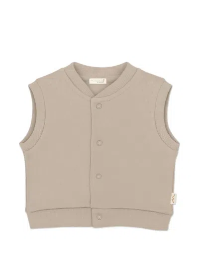Mininio Babies' Button-fastening Vest In Brown