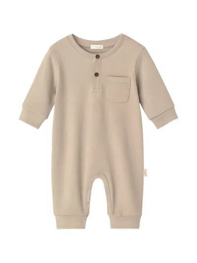 Mininio Babies' Buttoned Chest-pocket Rompers In Neutral