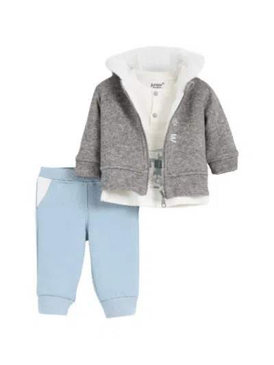 Mininio Baby Boys Snow Print 3 Piece Set In Gray