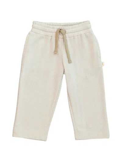Mininio Kids' Herringbone Drawstring Casual Trousers In Neutral