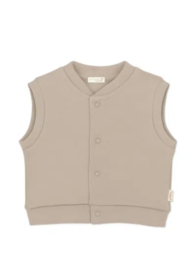 Mininio Kids' Ribbed Press-stud Vest In Neutrals