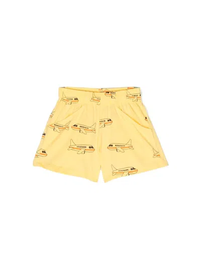 Minirodini Child Shorts: Cotton Aop In Yellow & Orange
