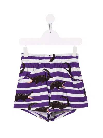 Minirodini Crocodiles Aop Shorts In Purple