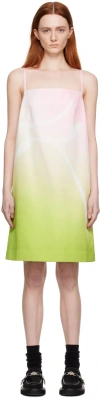 Minjukim Pink & Green One Point Midi Dress In Pink/green Print