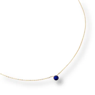 Mink&ivy Women's Blue / Gold Lapis Lazuli Willow Dainty Tarinish Free Healing Gemstone Necklace In Multi
