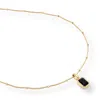 Mink&ivy Women's Gold / Blue Blue Agate Gemstone Dainty Gold Necklace