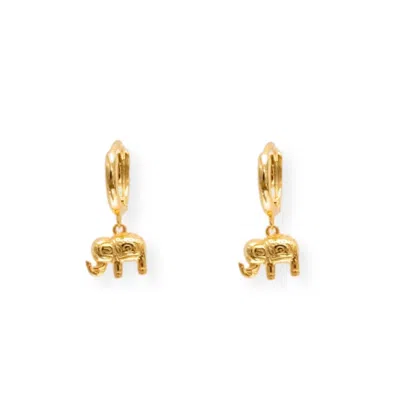 Mink&ivy Women's Gold Elephant Huggie Huggie Hoop Earrings