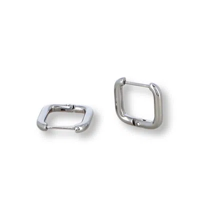 Mink&ivy Women's The Arla Square Silver Huggie Hoops