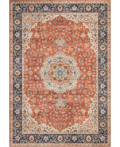 Mink Home Homewell Machine Washable Ham4004 4'11"x6'11" Area Rug In Red