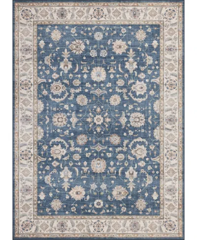 Mink Home Homewell Machine Washable Ham4007 2'x2'11" Runner Area Rug In Blue
