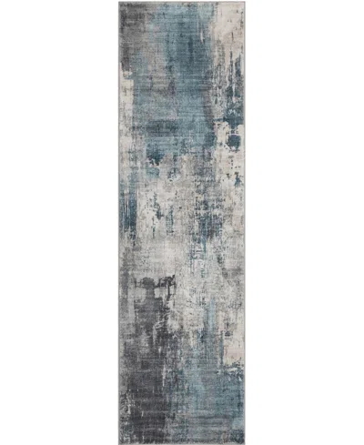 Mink Home Homewell Machine Washable Met8001 2'x6'11" Runner Area Rug In Blue