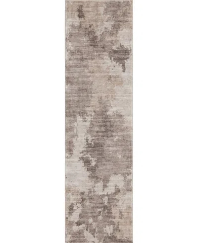 Mink Home Homewell Machine Washable Met8002 2'x6'11" Runner Area Rug In Brown