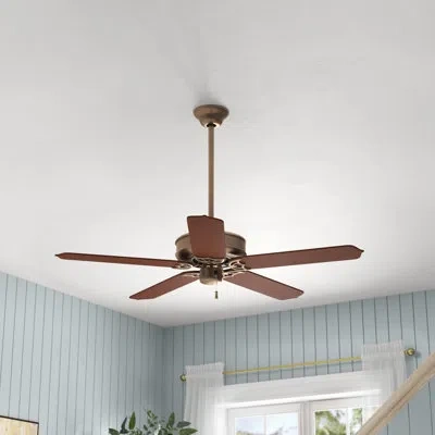 Minka Aire 42" Sundance 5 - Blade Outdoor Standard Ceiling Fan With Pull Chain In Oil Rubbed Bronze With Dark Oak Blades