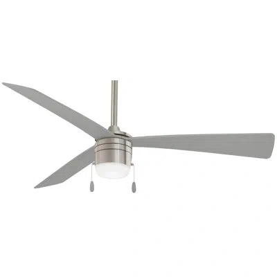 Minka Aire 44" 3 - Blade Standard Ceiling Fan With Pull Chain And Light Kit Included In Brilliant Silver