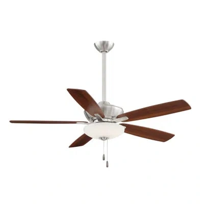 Minka Aire 52" 5 - Blade Led Standard Ceiling Fan With Pull Chain And Light Kit Included In Brushed Nickel With Dark Walnut Blades