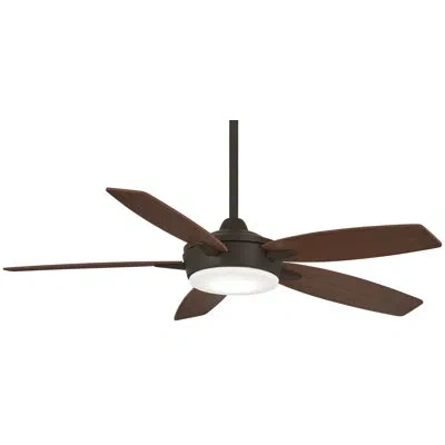 Minka Aire 52"  5- Blade Outdoor Standard Ceiling Fan With Remote Control And Light Kit Included In Oil Rubbed Bronze,medium Maple