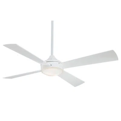 Minka Aire 52" Aluma 4 - Blade Led Standard Ceiling Fan With Wall Control And Light Kit Included In Flat White