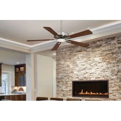 Minka Aire 52" Contractor 5 - Blade Led Propeller Ceiling Fan With Remote Control And Light Kit Included In Brushed Nickel With Dark Walnut Blades