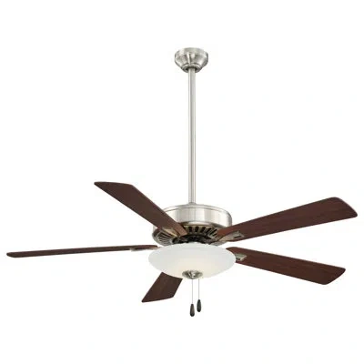 Minka Aire 52'' Contractor 5 - Blade Led Standard Ceiling Fan With Pull Chain And Light Kit Included In Brushed Nickel With Medium Maple,dark Walnut Blade