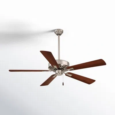 Minka Aire 52" Contractor 5 - Blade Standard Ceiling Fan With Pull Chain In Brushed Nickel With Dark Walnut Blades
