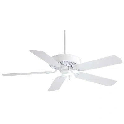 Minka Aire 52" Sundance 5 - Blade Outdoor Standard Ceiling Fan With Pull Chain In White With White Blades