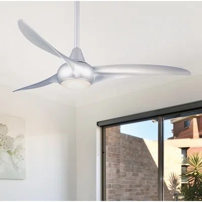 Minka Aire 52" Wave 3 - Blade Led Propeller Ceiling Fan With Remote Control And Light Kit Included In Silver