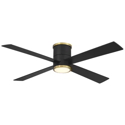 Minka Aire 54" Falco Flush Coal Black And Soft Brass Led Ceiling Fan