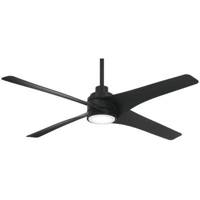 Minka Aire 56" 4 - Blade Led Standard Ceiling Fan With Remote Control And Light Kit Included In Coal