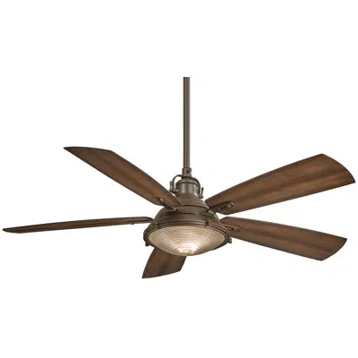 Minka Aire 56" Groton 5 - Blade Outdoor Led Standard Ceiling Fan With Wall Control And Light Kit Included In Oil Rubbed Bronze