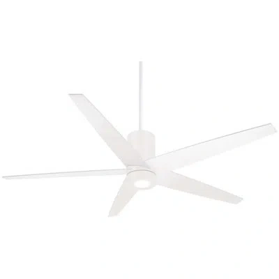 Minka Aire 56" Symbio 5 - Blade Led Standard Ceiling Fan With Remote Control And Light Kit Included In Flat White,white Blades