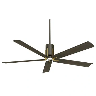 Minka Aire 60" Clean 5 - Blade Led Standard Ceiling Fan With Light Kit Included In Oil Rubbed Bronze,toned Brass