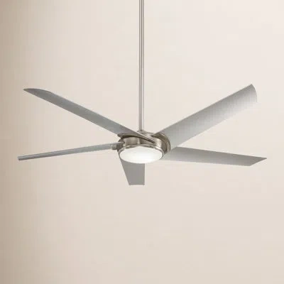 Minka Aire 60" Raptor 5 - Blade Led Standard Ceiling Fan With Remote Control And Light Kit Included In Brushed Nickel