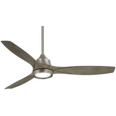Minka Aire 60" Sky Hawk 3 -blade Led Standard Ceiling Fan With Remote Control And Light Kit Included In Burnished Nickel