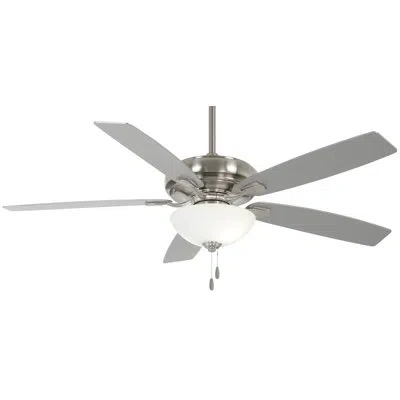 Minka Aire 60" Watt Ii 5 - Blade Standard Ceiling Fan With Pull Chain And Light Kit Included In Silver
