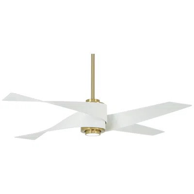 Minka Aire 64"  Artemis Iv Brass And White Led Ceiling Fan With Remote