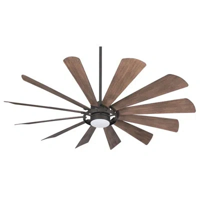 Minka Aire 65" 12 - Blade Outdoor Led Smart Windmill Ceiling Fan With Remote Control And Light Kit Included In Oil Rubbed Bronze