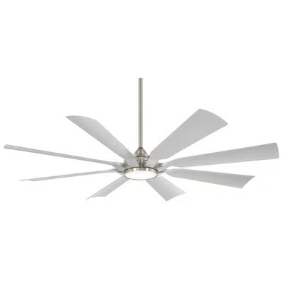 Minka Aire 65'' 8 - Blade Outdoor Led Standard Ceiling Fan With Remote Control And Light Kit Included In Brushed Nickel Wet