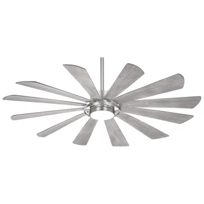 Minka Aire 65"  Windmolen Brushed Steel Led Wet Rated Smart Ceiling Fan
