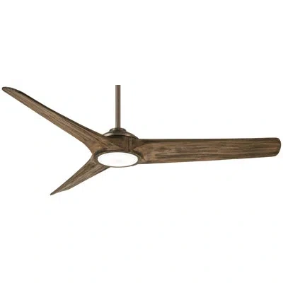 Minka Aire 68" Timber 3 - Blade Led Smart Standard Ceiling Fan With Remote Control And Light Kit Included In Aged Boardwalk
