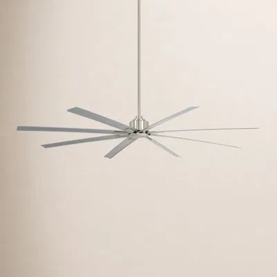 Minka Aire 8 - Blade Outdoor Standard Ceiling Fan With Remote Control In Brushed Nickel Wet