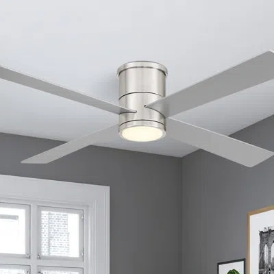 Minka Aire Falco Led Flush Mount Ceiling Fan In Brushed Nickel,brushed Nickel