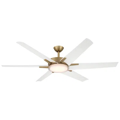 Minka Aire Minka-aire Deco 65-in Led Heritage Brass And White 6-blades Ceiling Fan
