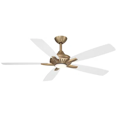 Minka Aire Minka-aire Dyno 52-in Led Brushed Brass And White 5-blades Ceiling Fan