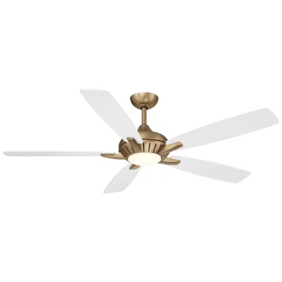 Minka Aire Minka-aire Dyno 60-in Led Brushed Brass And White 5-blades Ceiling Fan